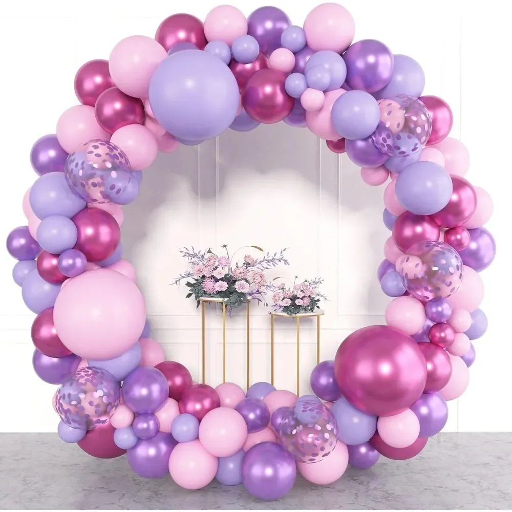 Amandir 153pcs Pink Purple Balloon Garland Arch Metallic Confetti Party Decor